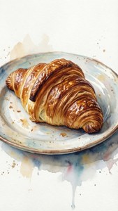 Watercolor Croissant Art