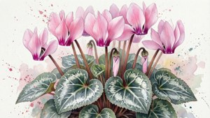 Watercolor Cyclamen Art