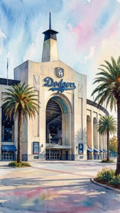 Watercolor Dodger Stadium
