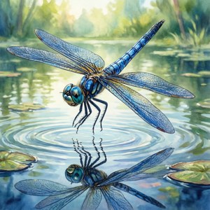 Watercolor Dragonfly Pond