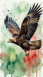 Watercolor Eagle in Flight