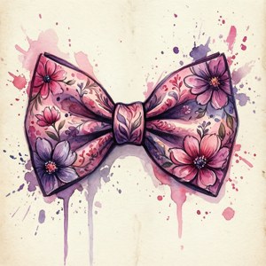 Watercolor Floral Bowtie