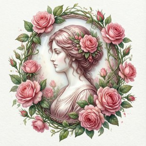 Watercolor Floral Cameo