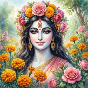 Watercolor Floral Durga