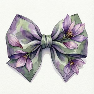 Watercolor Floral Lavender Bow