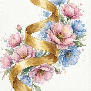 Watercolor Floral Ribbon