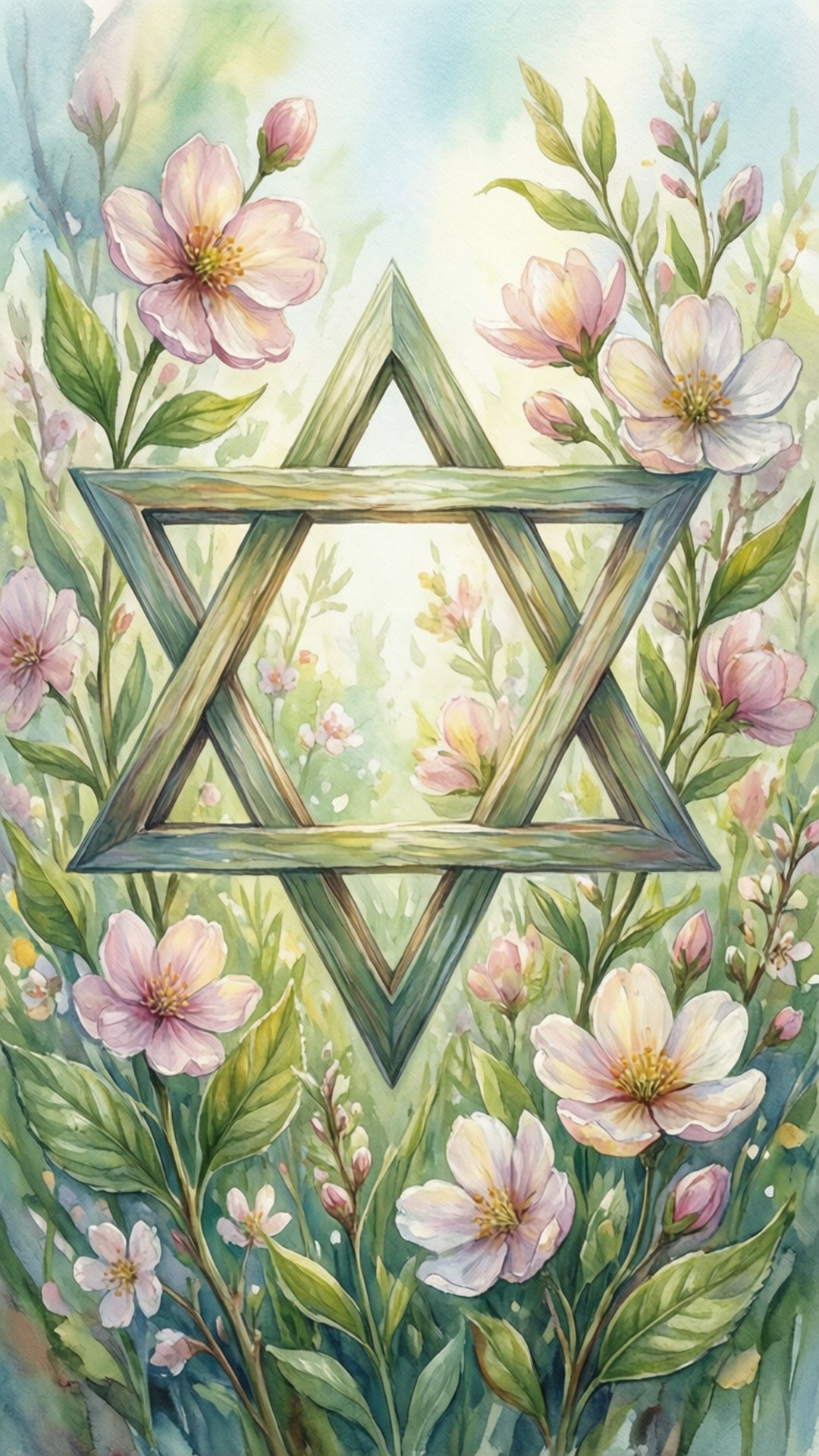 Watercolor Floral Star by Wallpapers.art Studio