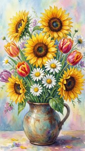 Watercolor Flower Burst