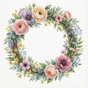 Watercolor Flower Wreath