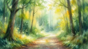 Watercolor Forest Path