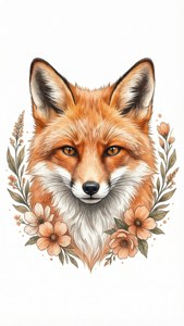 Watercolor Fox Floral