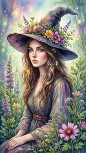 Watercolor Garden Witch