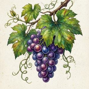 Watercolor Grapevine