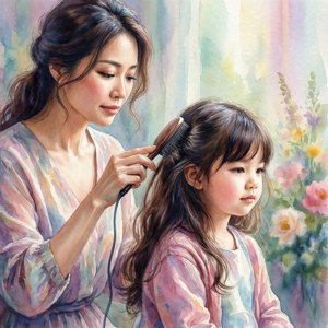 Watercolor Hair Brushing