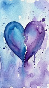 Watercolor Half Heart