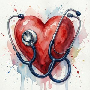 Watercolor Heart Stethoscope