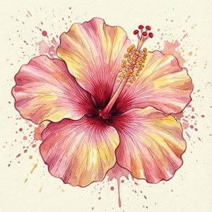 Watercolor Hibiscus Splatter
