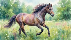 Watercolor Horse Meadow