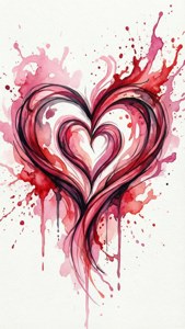 Watercolor Interlocked Hearts
