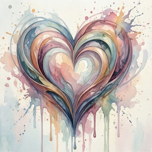 Watercolor Intertwined Hearts