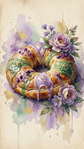 Watercolor King Cake