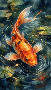Watercolor Koi Fish