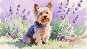 Watercolor Lavender Yorkie