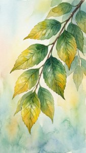 Watercolor Leaf Branch