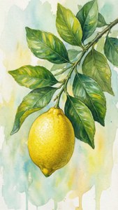 Watercolor Lemon Branch