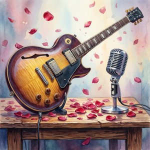 Watercolor Les Paul Stillife