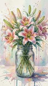 Watercolor Lily Bouquet