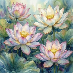 Watercolor Lotus Pond