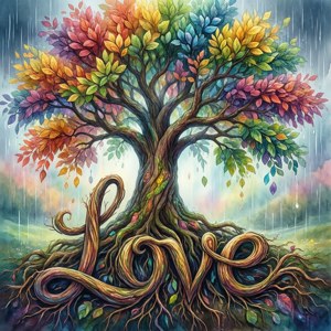 Watercolor Love Tree