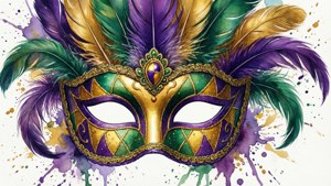 Watercolor Mardi Gras Mask