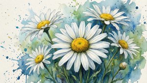 Watercolor Marguerite Splash