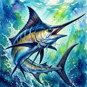 Watercolor Marlin