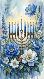 Watercolor Menorah Floral