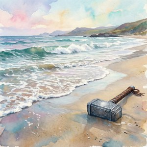 Watercolor Mjolnir