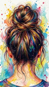 Watercolor Mom Bun