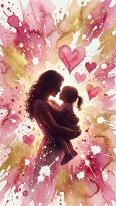 Watercolor Mom Silhouette