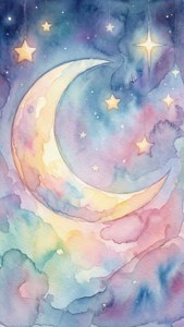 Watercolor Moon Dream