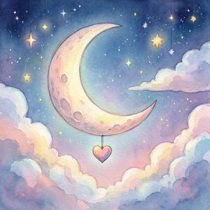 Watercolor Moon Heart