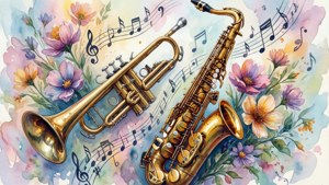 Watercolor Music Flowers
