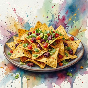 Watercolor Nachos Art
