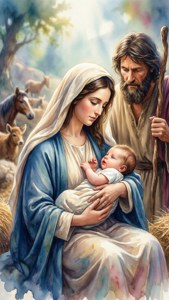 Watercolor Nativity