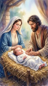 Watercolor Nativity Manger