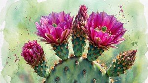 Watercolor Nopal Bloom