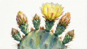 Watercolor Nopal Bloom