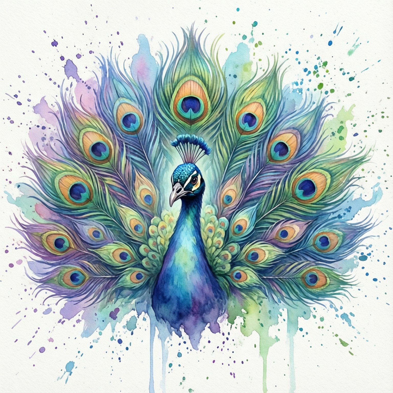 Watercolor Peacock by Wallpapers.art Studio