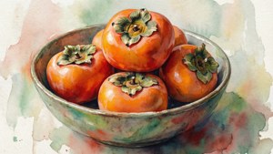 Watercolor Persimmon Bowl